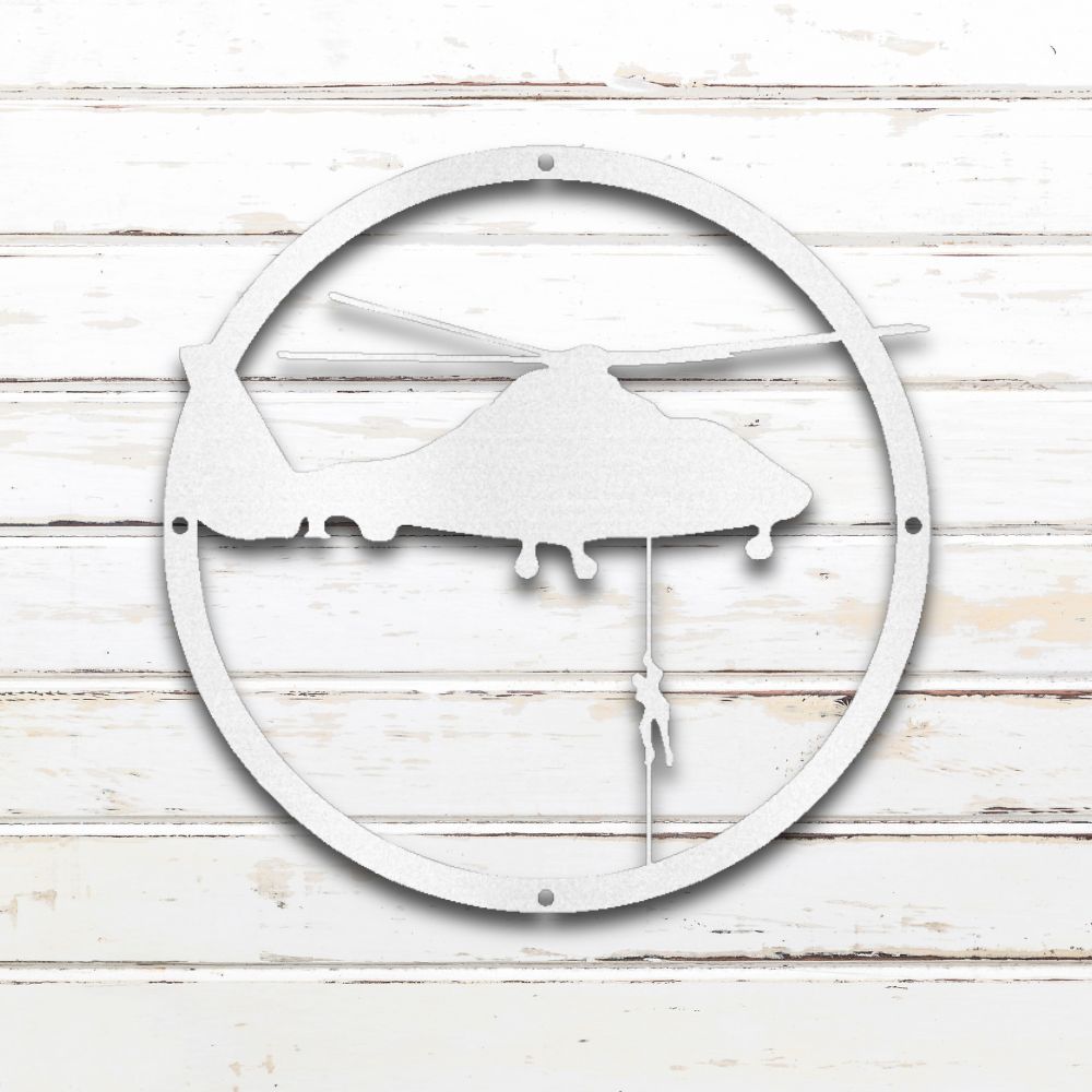 Military Helicopter Metal Wall Art (White) | Shop Custom Metal Signs & Wall Decor | Sovereign Metalworks