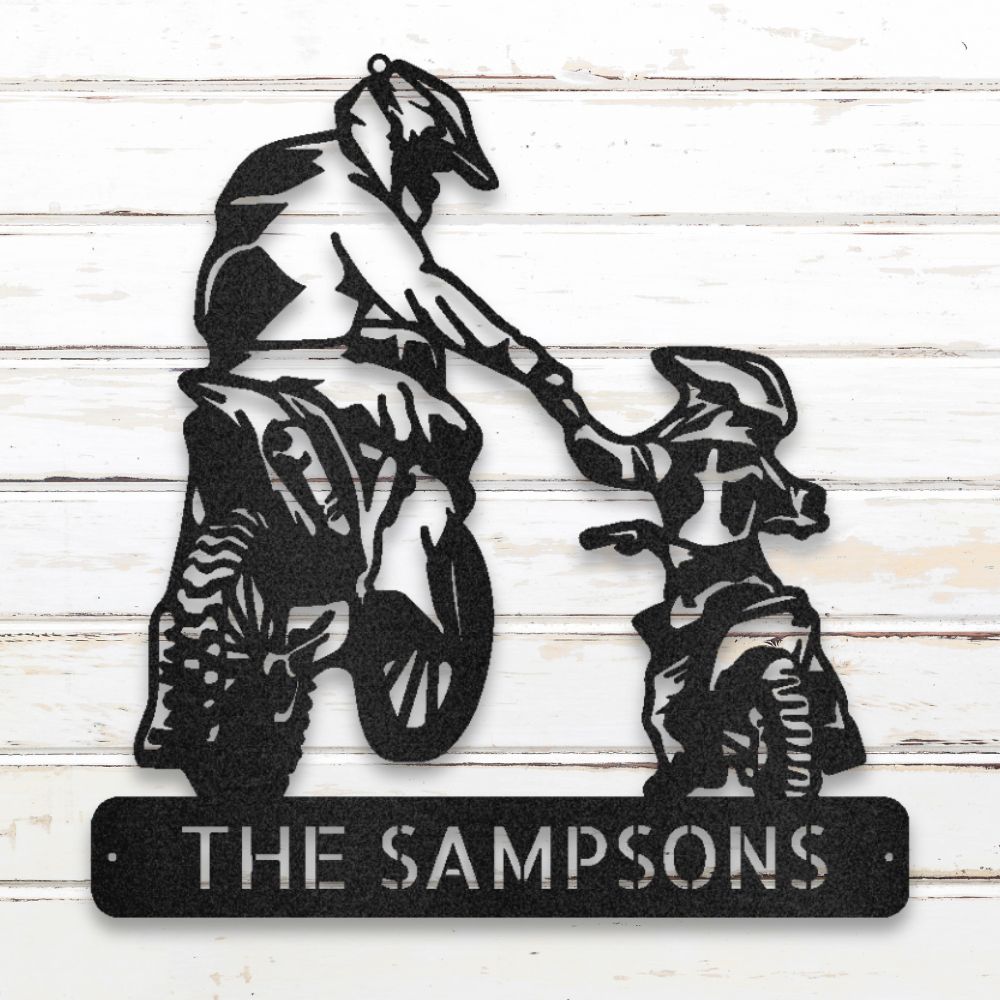 Motocross Family II Metal Wall Art (Black) | Shop Custom Metal Signs & Wall Decor | Sovereign Metalworks