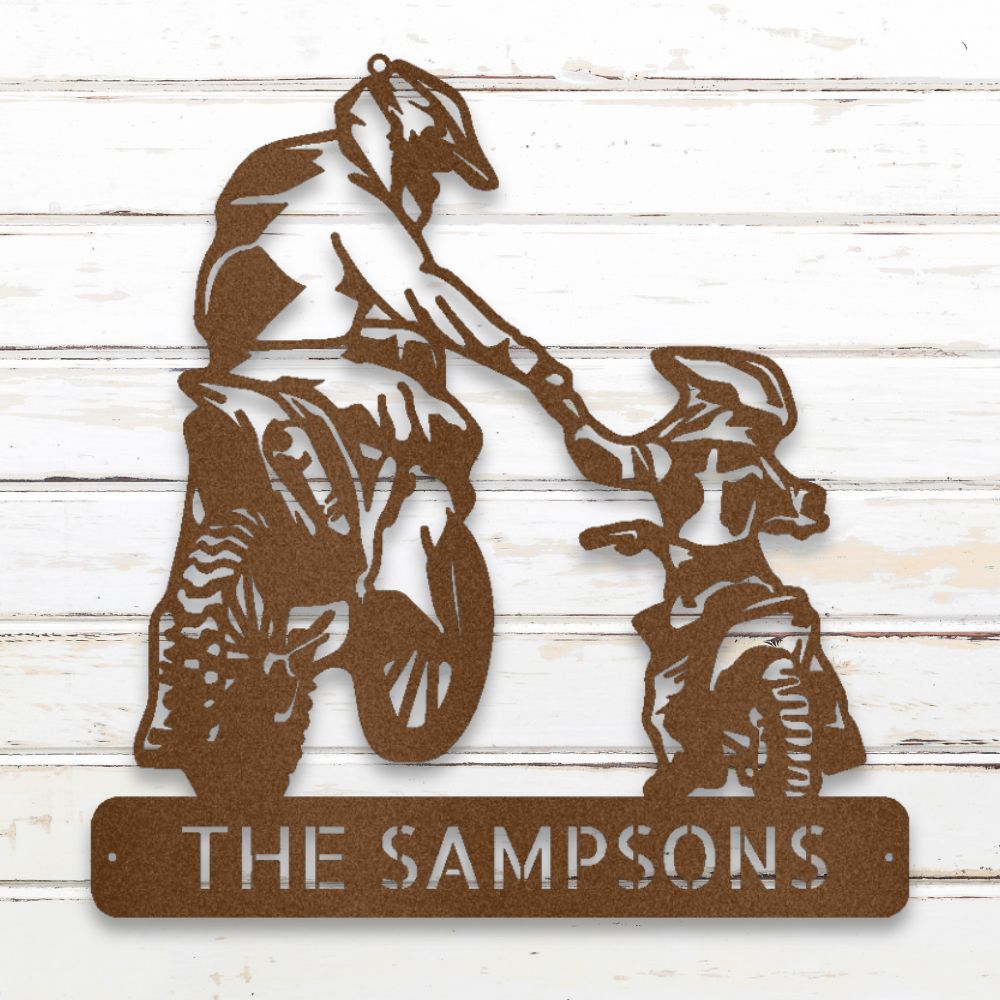 Motocross Family II Metal Wall Art (Copper) | Shop Custom Metal Signs & Wall Decor | Sovereign Metalworks