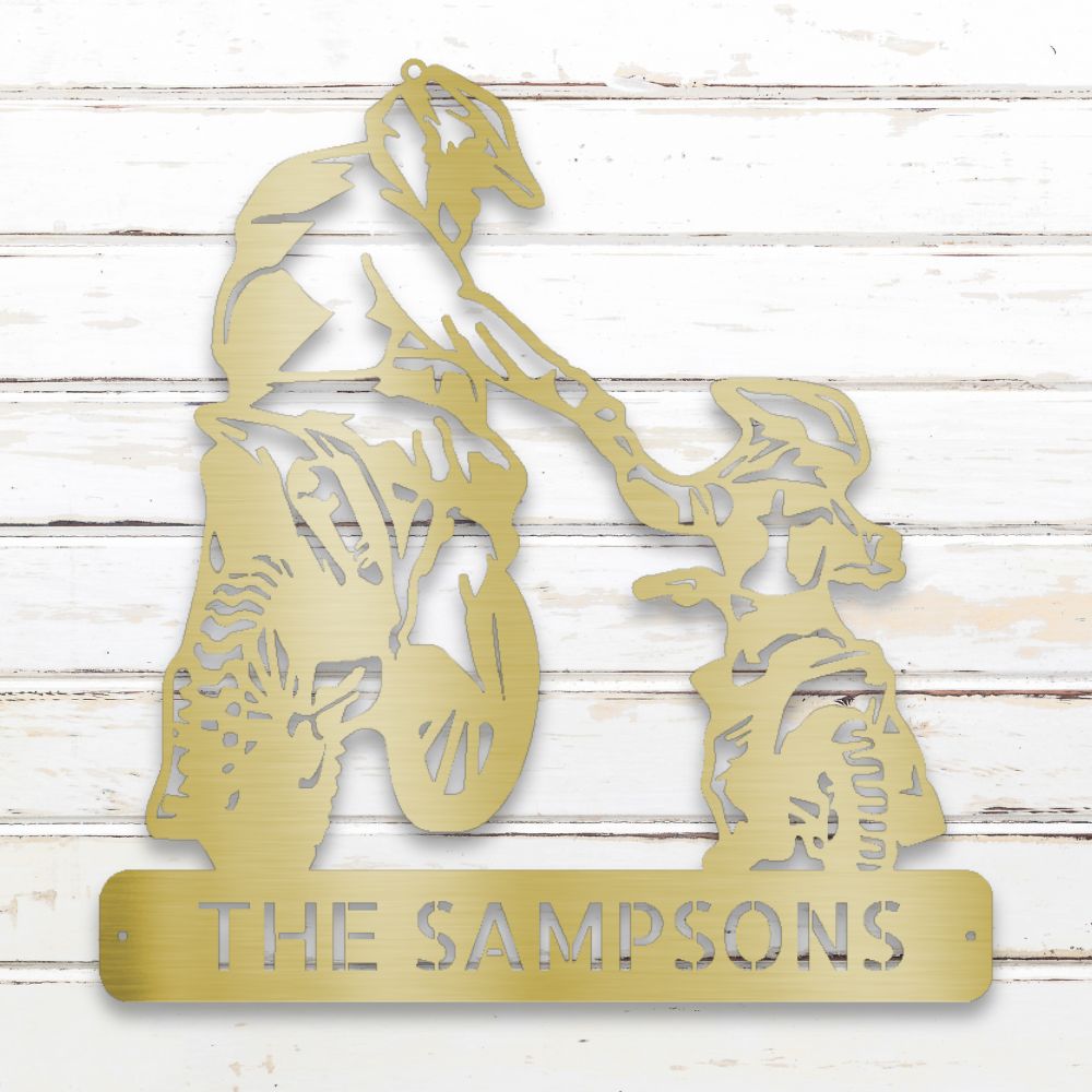 Motocross Family II Metal Wall Art (Gold) | Shop Custom Metal Signs & Wall Decor | Sovereign Metalworks