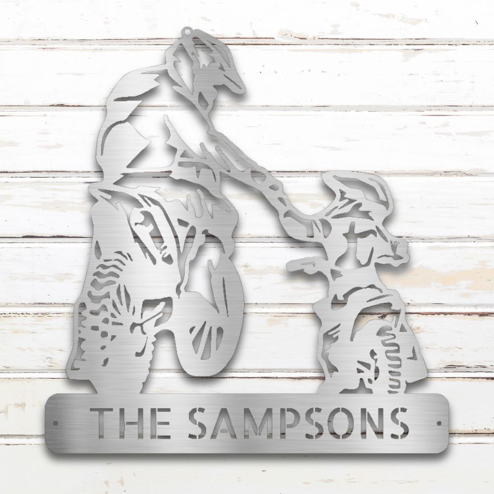 Motocross Family II Metal Wall Art (Silver) | Shop Custom Metal Signs & Wall Decor | Sovereign Metalworks