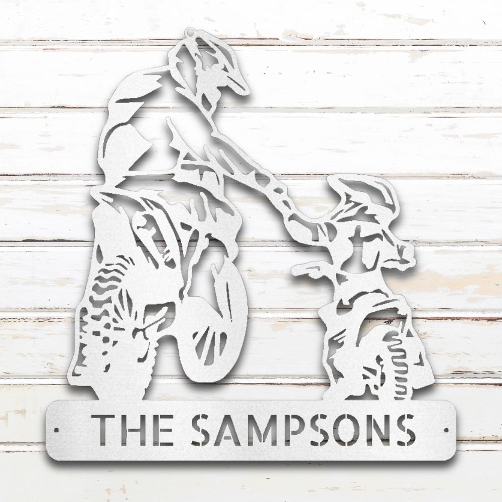 Motocross Family II Metal Wall Art (White) | Shop Custom Metal Signs & Wall Decor | Sovereign Metalworks