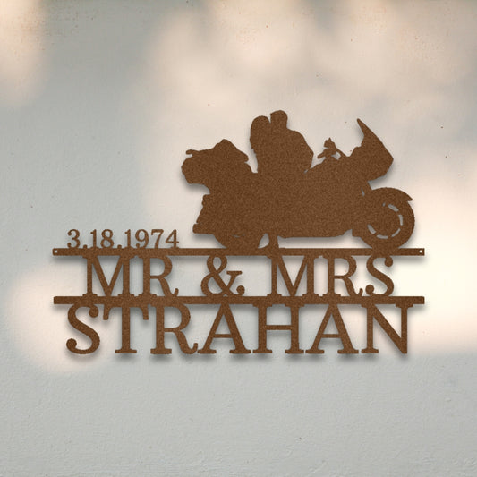 Motorcycle Couple I Custom Metal Wall Art | Sovereign Metalworks