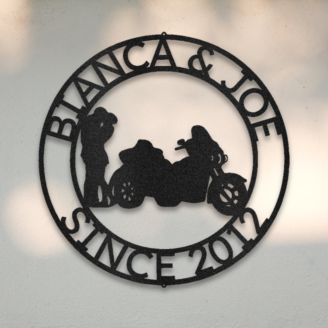 Motorycle Couple II Custom Metal Wall Art | Sovereign Metalworks
