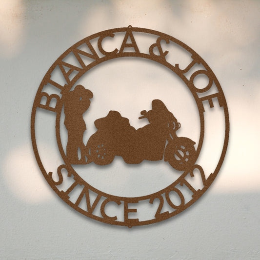 Motorycle Couple II Custom Metal Wall Art | Sovereign Metalworks