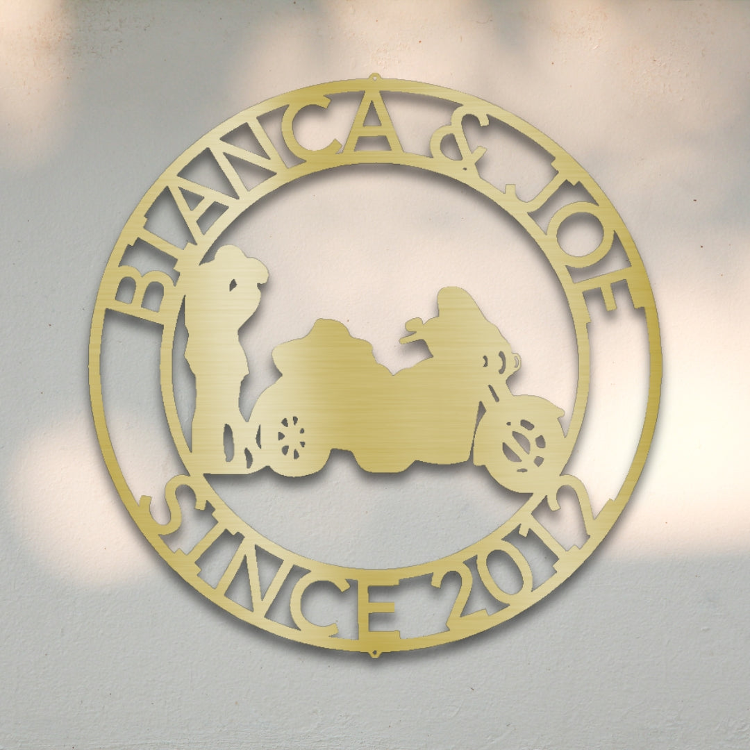 Motorycle Couple II Custom Metal Wall Art | Sovereign Metalworks