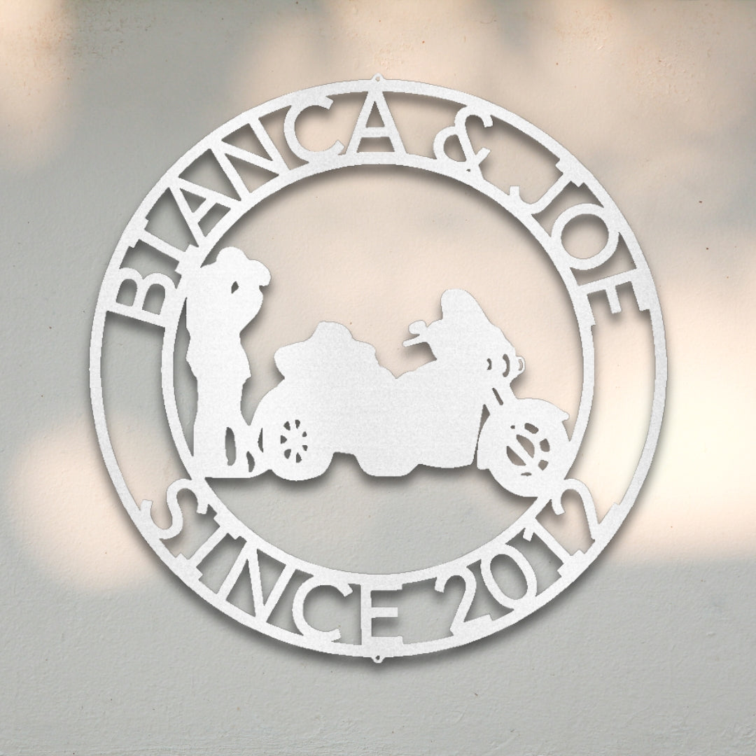 Motorycle Couple II Custom Metal Wall Art | Sovereign Metalworks