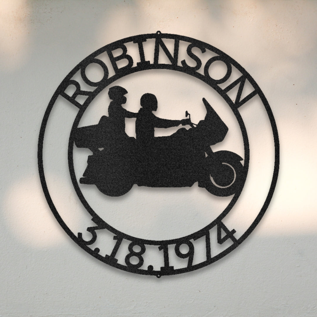 Motorcycle Couple III Custom Metal Wall Art | Sovereign Metalworks