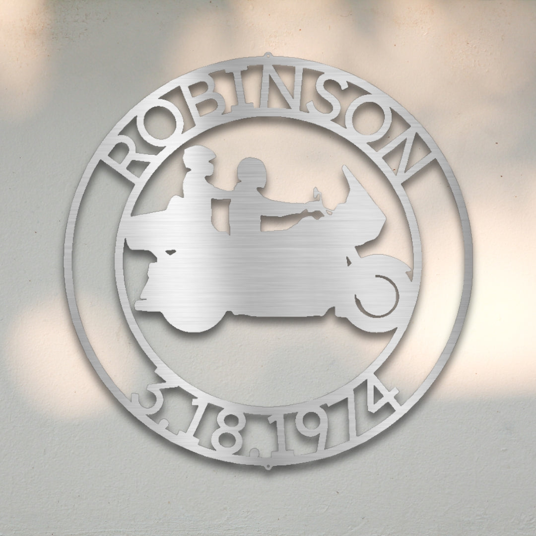 Motorcycle Couple III Custom Metal Wall Art | Sovereign Metalworks