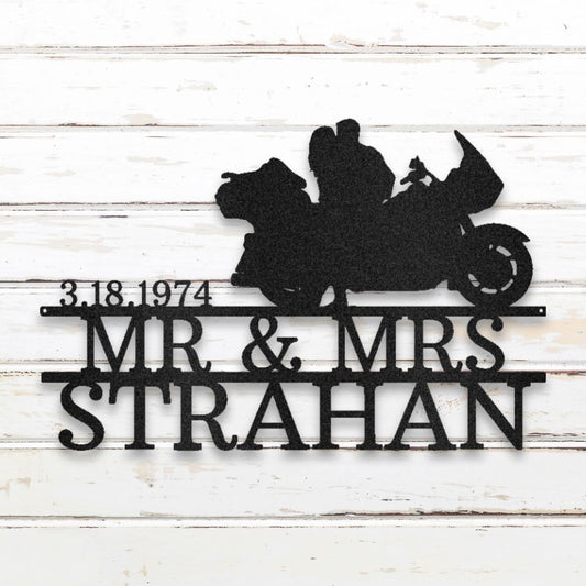 Motorcycle Couple I Metal Wall Art (Black) | Shop Custom Metal Signs & Wall Decor | Sovereign Metalworks