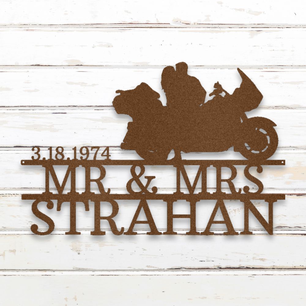 Motorcycle Couple I Metal Wall Art (Copper) | Shop Custom Metal Signs & Wall Decor | Sovereign Metalworks