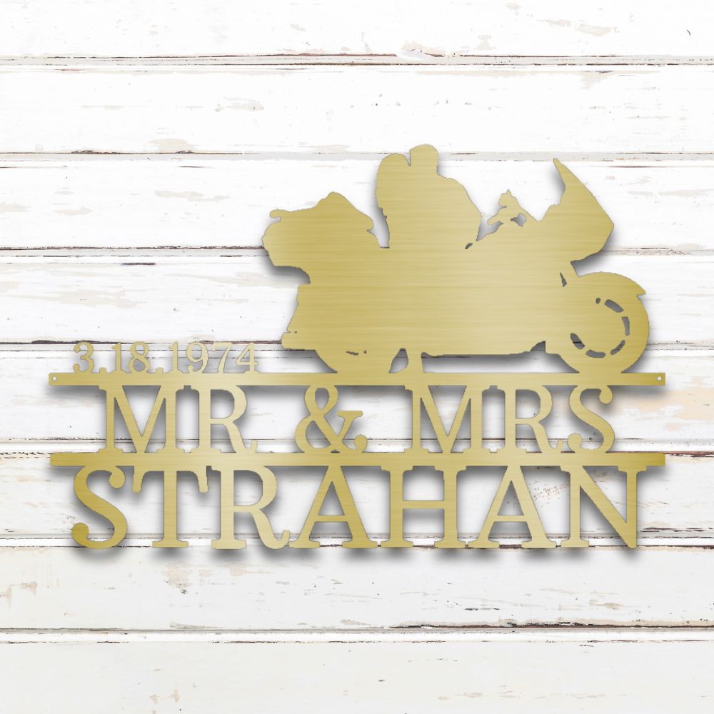 Motorcycle Couple I Custom Metal Wall Art