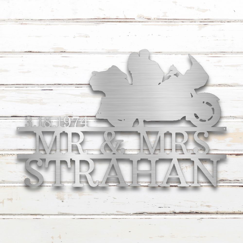 Motorcycle Couple I Custom Metal Wall Art