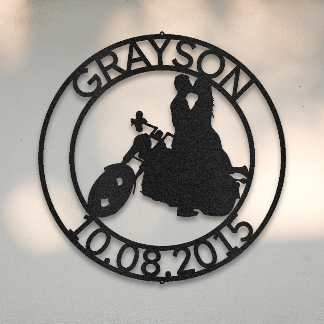 Motorcycle Couple IV Custom Metal Wall Art | Sovereign Metalworks
