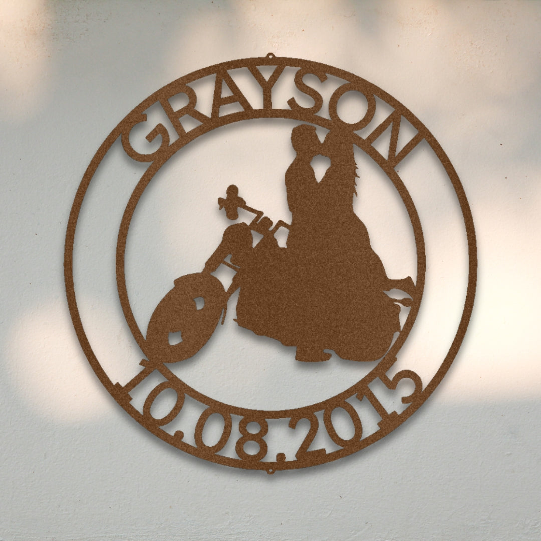 Motorcycle Couple IV Custom Metal Wall Art | Sovereign Metalworks