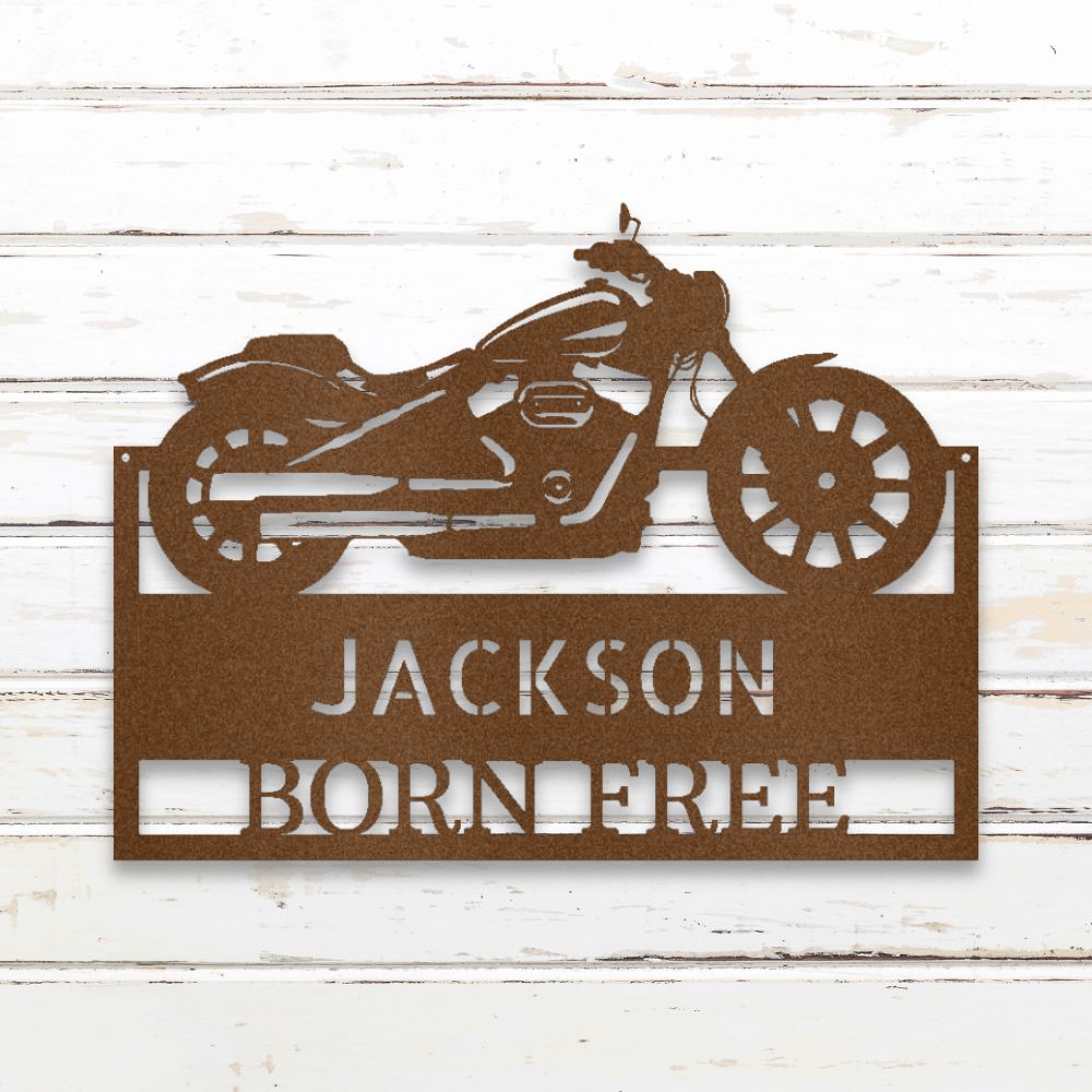 Motorcycle Garage Metal Wall Art (Copper) | Shop Custom Metal Signs & Wall Decor | Sovereign Metalworks