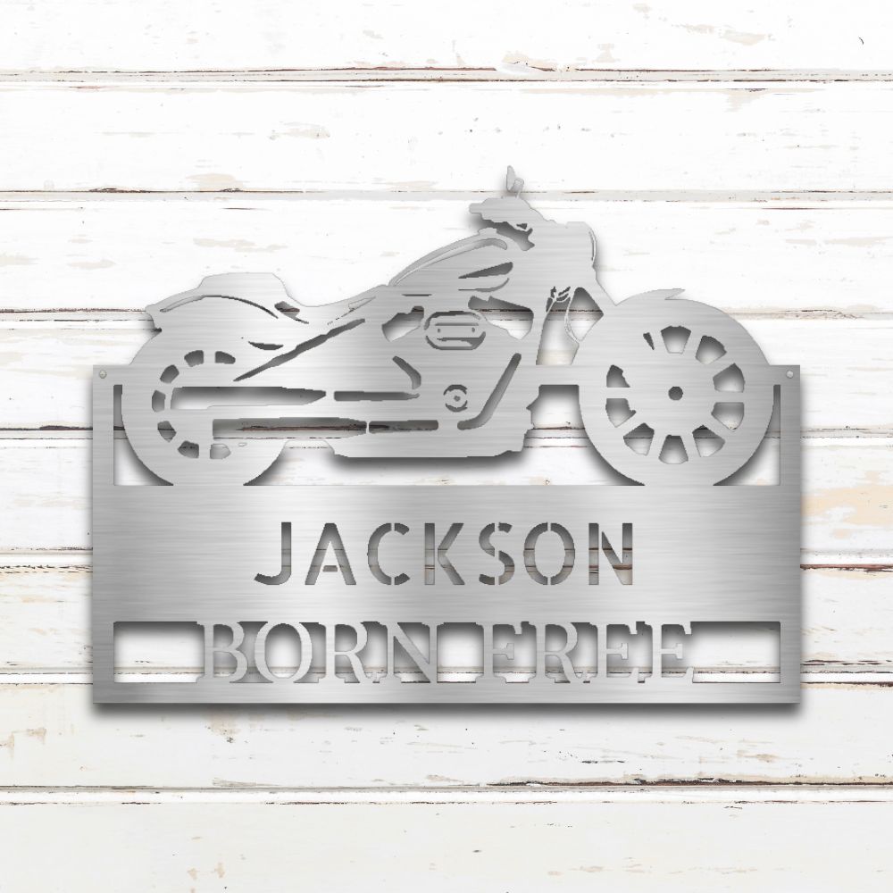 Motorcycle Garage Metal Wall Art (Silver) | Shop Custom Metal Signs & Wall Decor | Sovereign Metalworks