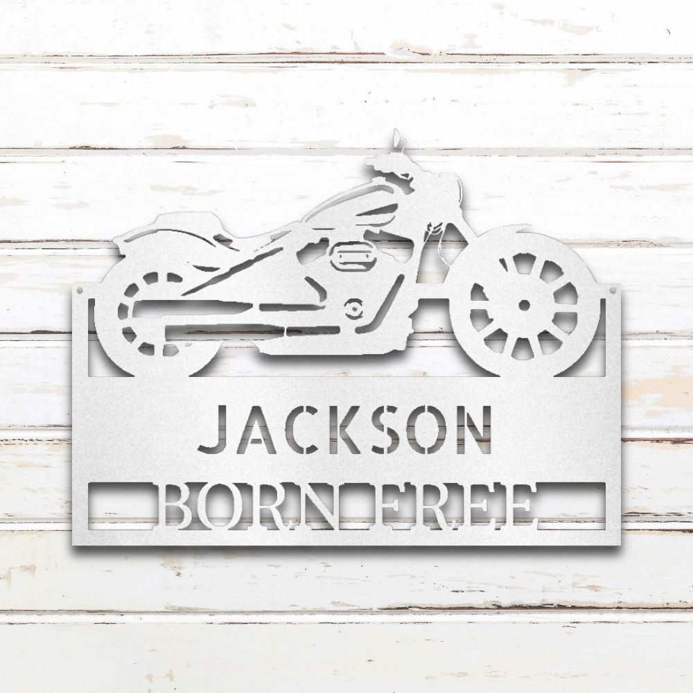 Motorcycle Garage Metal Wall Art (White) | Shop Custom Metal Signs & Wall Decor | Sovereign Metalworks