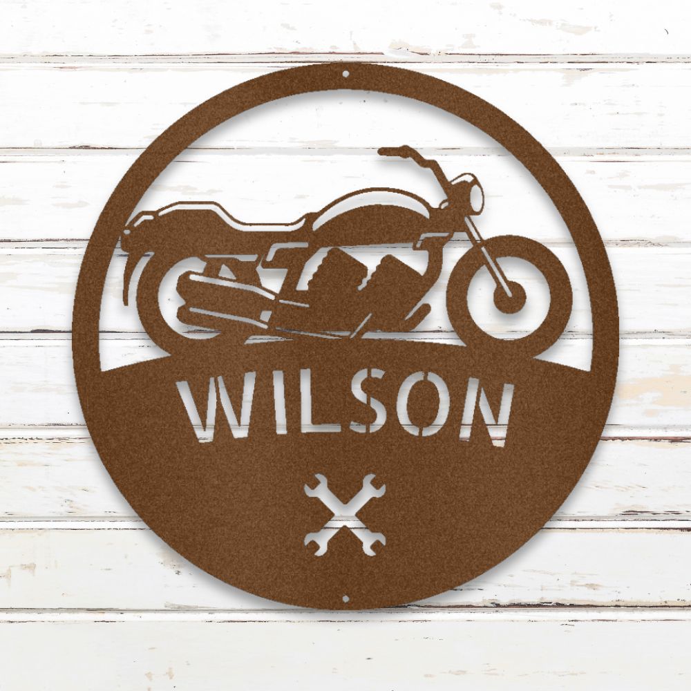 Motorcycle Master Metal Wall Art (Copper) | Shop Custom Metal Signs & Wall Decor | Sovereign Metalworks