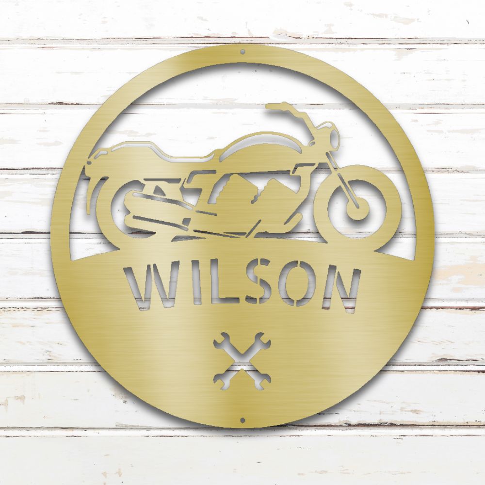 Motorcycle Master Metal Wall Art (Gold) | Shop Custom Metal Signs & Wall Decor | Sovereign Metalworks