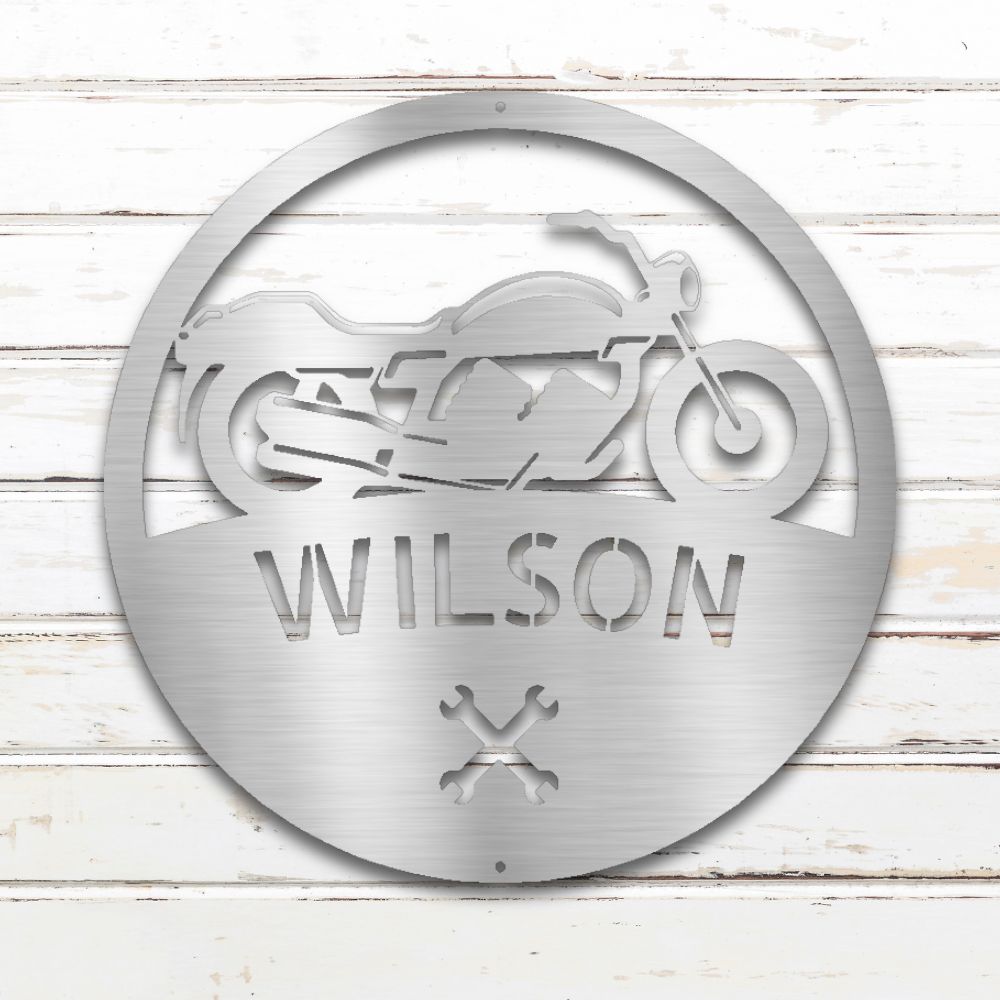 Motorcycle Master Metal Wall Art (Silver) | Shop Custom Metal Signs & Wall Decor | Sovereign Metalworks