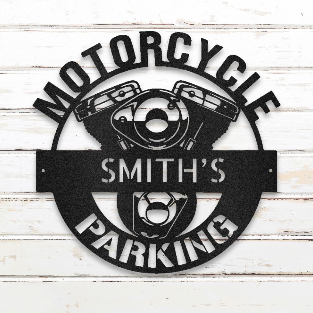 Motorcycle Parking II Metal Wall Art (Black) | Shop Custom Metal Signs & Wall Decor | Sovereign Metalworks