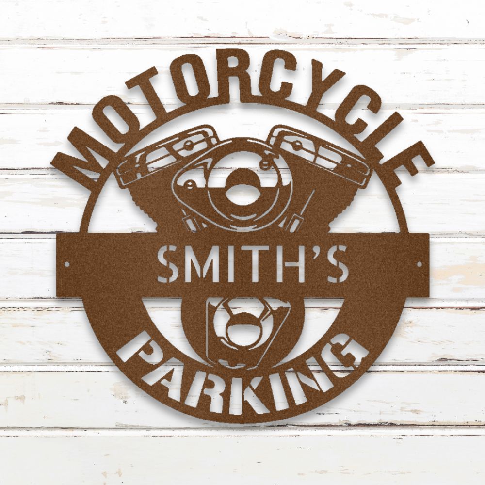 Motorcycle Parking II Metal Wall Art (Copper) | Shop Custom Metal Signs & Wall Decor | Sovereign Metalworks