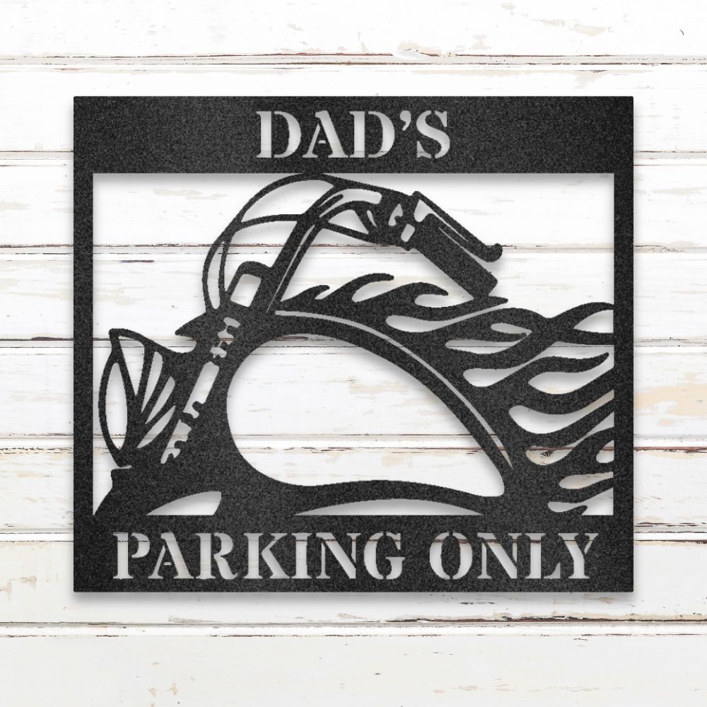 Motorcycle Parking Metal Wall Art (Black) | Shop Custom Metal Signs & Wall Decor | Sovereign Metalworks