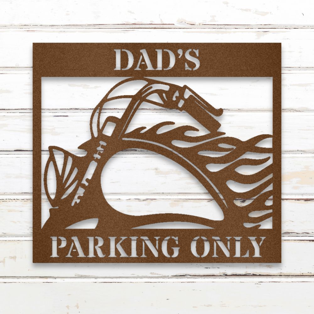 Motorcycle Parking Metal Wall Art (Copper) | Shop Custom Metal Signs & Wall Decor | Sovereign Metalworks