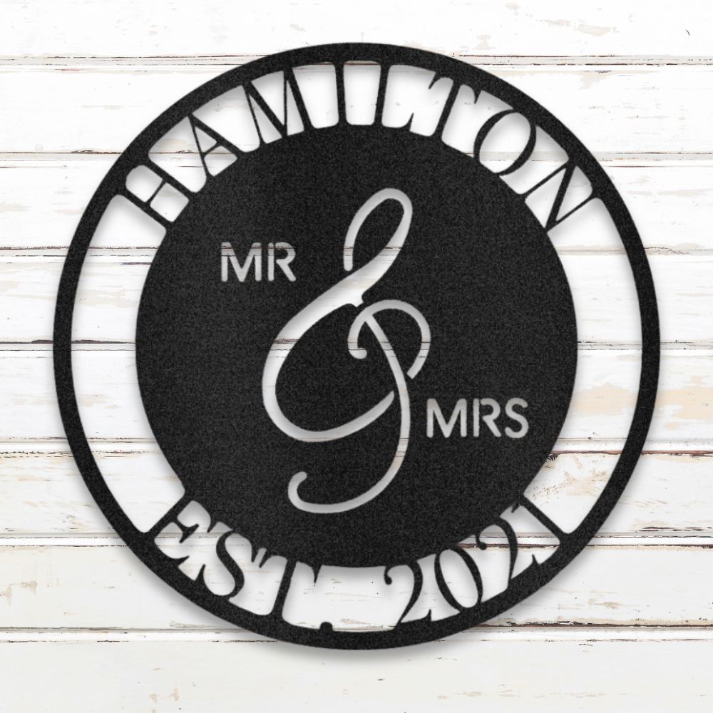 Mr. & Mrs. Custom Metal Wall Art (Black)| Shop Custom Metal Signs & Wall Decor | Sovereign Metalworks