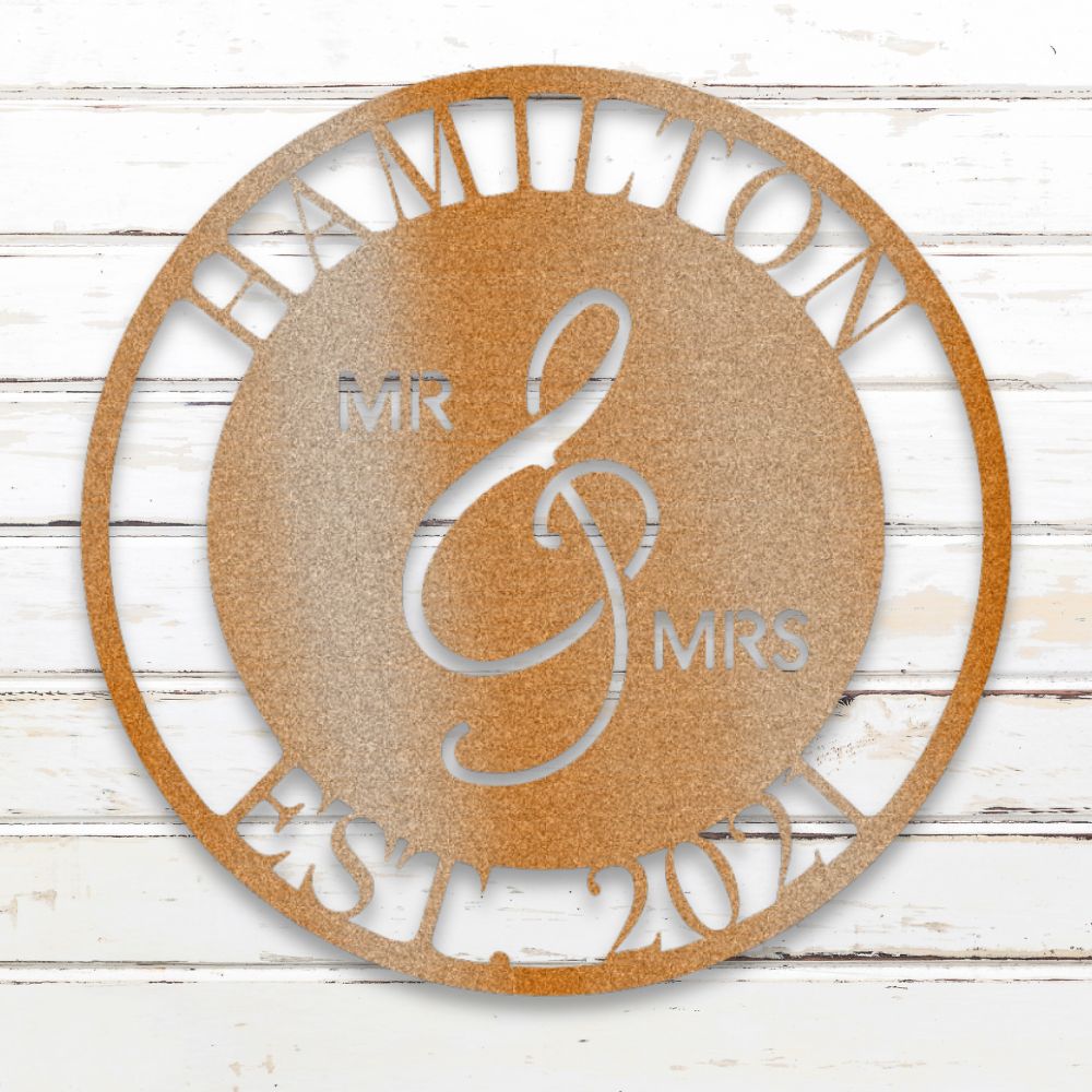 Mr. & Mrs. Custom Metal Wall Art (Copper)| Shop Custom Metal Signs & Wall Decor | Sovereign Metalworks