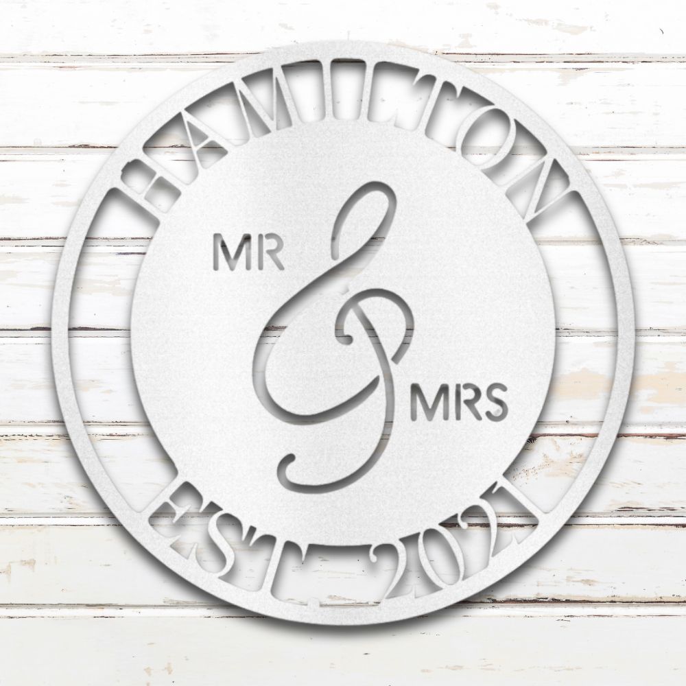 Mr. & Mrs. Custom Metal Wall Art (White)| Shop Custom Metal Signs & Wall Decor | Sovereign Metalworks