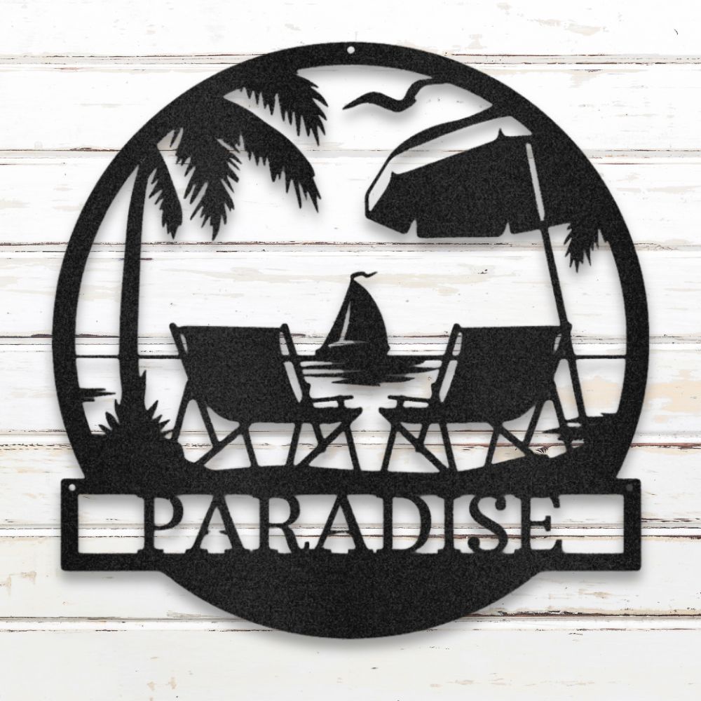 Oceanside Oasis Custom Metal Wall Art (Black) | Shop Custom Metal Signs & Wall Decor | Sovereign Metalworks