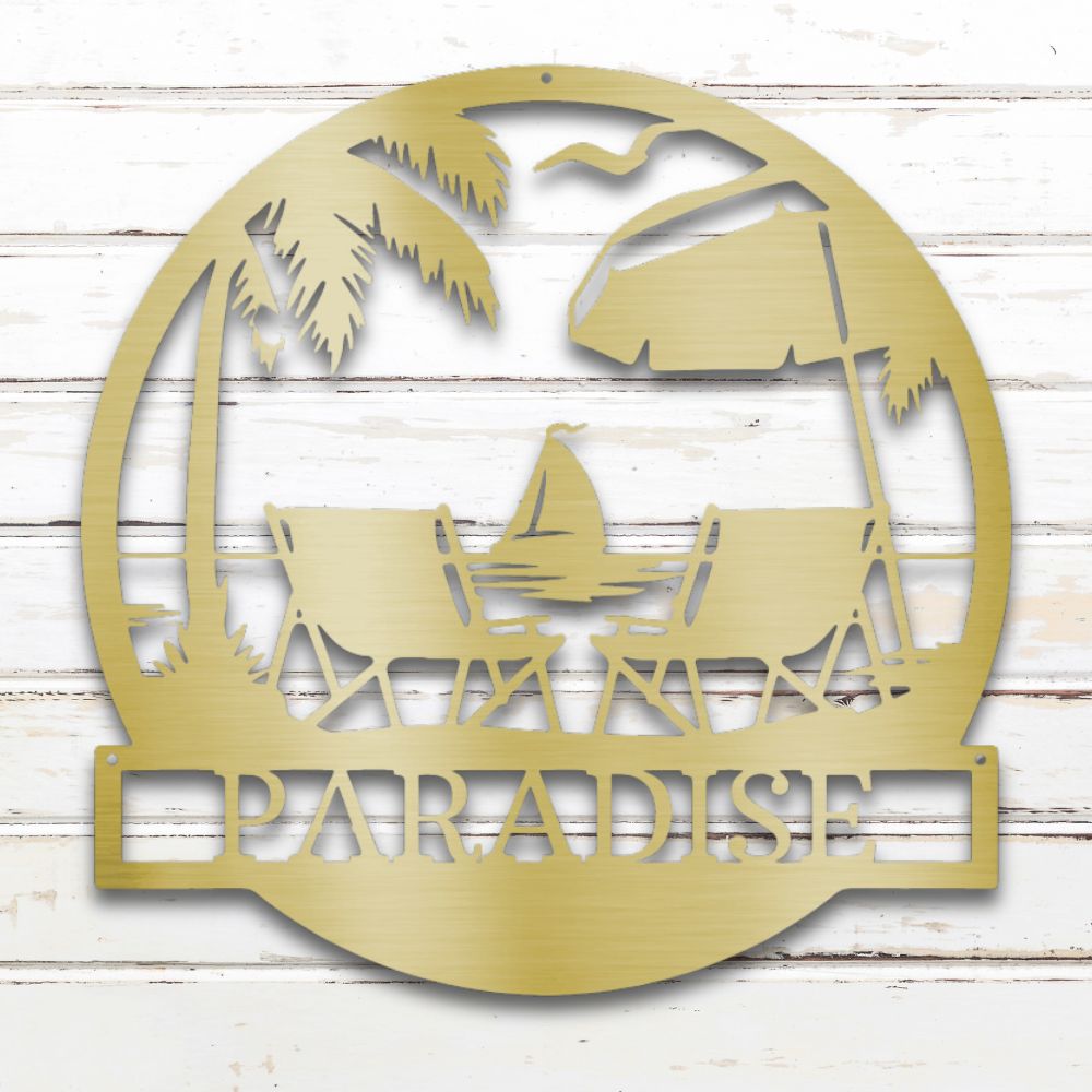 Oceanside Oasis Custom Metal Wall Art (Gold) | Shop Custom Metal Signs & Wall Decor | Sovereign Metalworks