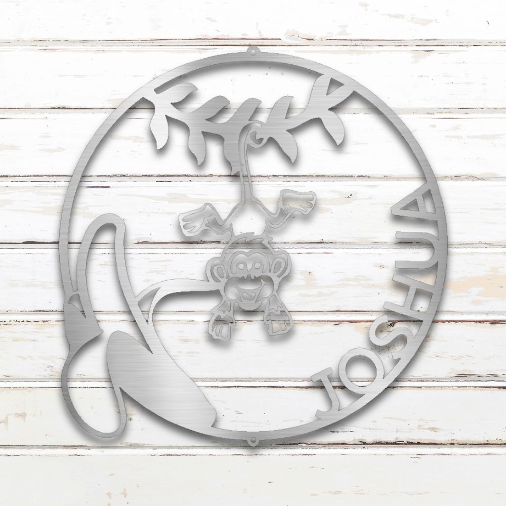 Our Little Monkey Metal Wall Art (Silver) | Shop Custom Metal Signs & Wall Decor | Sovereign Metalworks