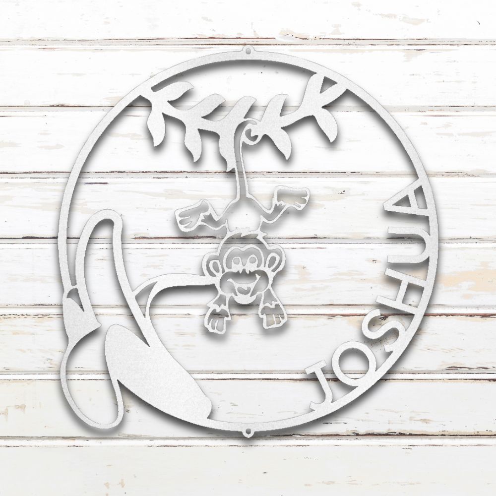 Our Little Monkey Metal Wall Art (White) | Shop Custom Metal Signs & Wall Decor | Sovereign Metalworks