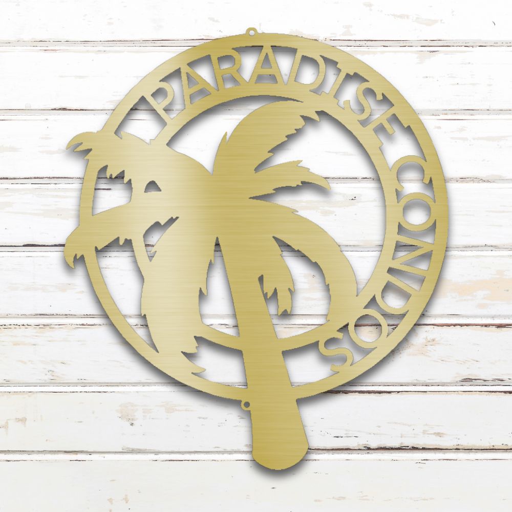 Palm Tree Metal Wall Art (Gold) | Shop Custom Metal Signs & Wall Decor | Sovereign Metalworks