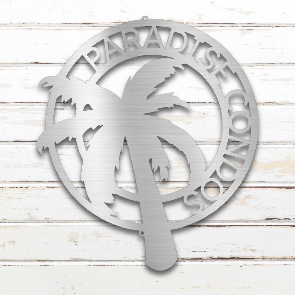 Palm Tree Metal Wall Art (Silver) | Shop Custom Metal Signs & Wall Decor | Sovereign Metalworks