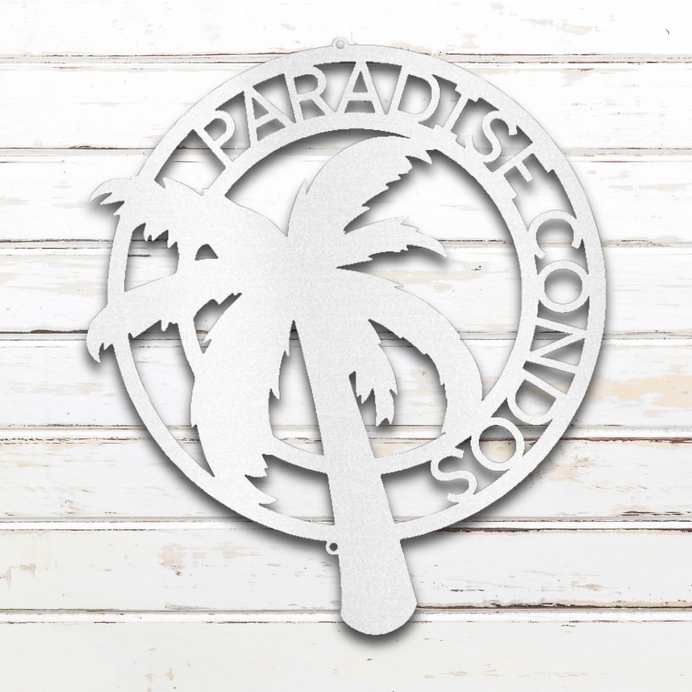 Palm Tree Metal Wall Art (White) | Shop Custom Metal Signs & Wall Decor | Sovereign Metalworks