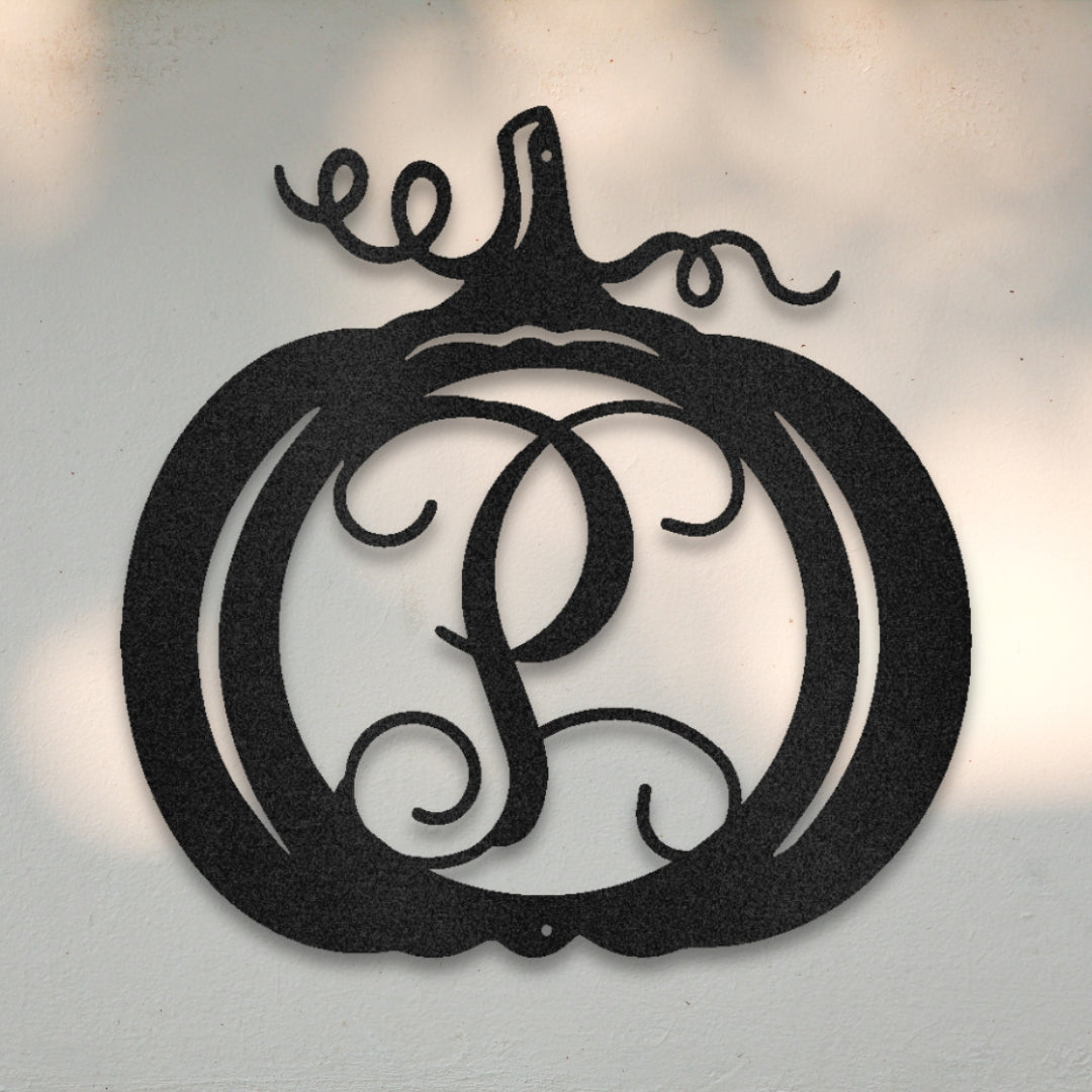Pumpkin Monogram Custom Metal Wall Art | Sovereign Metalworks