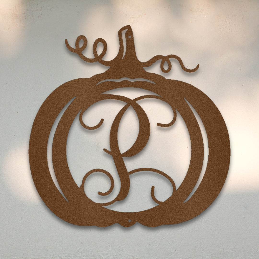 Pumpkin Monogram Custom Metal Wall Art | Sovereign Metalworks