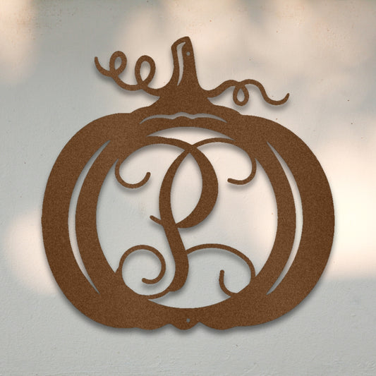 Pumpkin Monogram Custom Metal Wall Art | Sovereign Metalworks