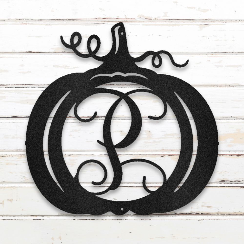 Pumpkin Monogram Metal Wall Art (Black) | Shop Custom Metal Signs & Wall Decor | Sovereign Metalworks