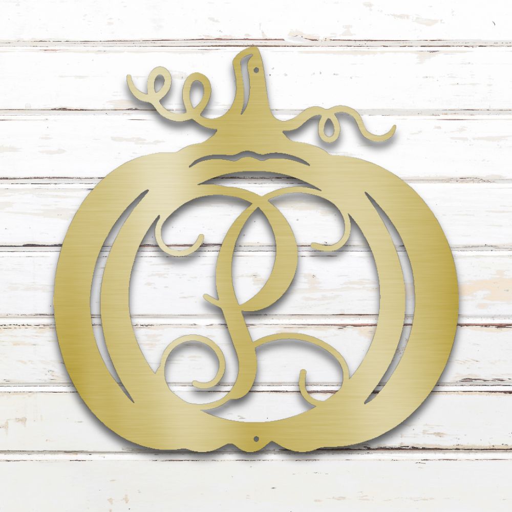 Pumpkin Monogram Metal Wall Art (Gold) | Shop Custom Metal Signs & Wall Decor | Sovereign Metalworks