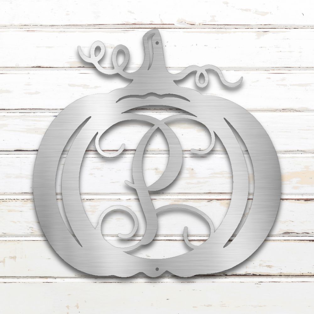 Pumpkin Monogram Metal Wall Art (Silver) | Shop Custom Metal Signs & Wall Decor | Sovereign Metalworks