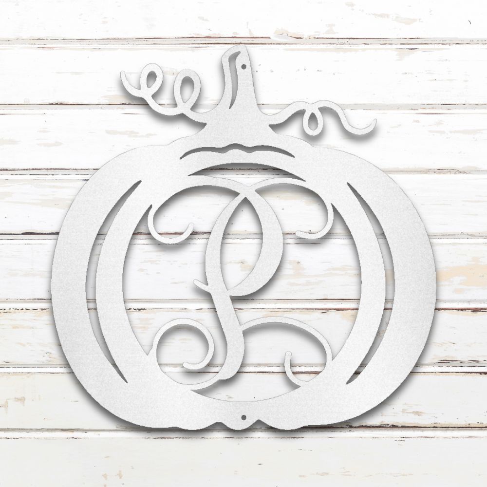 Pumpkin Monogram Metal Wall Art (White) | Shop Custom Metal Signs & Wall Decor | Sovereign Metalworks