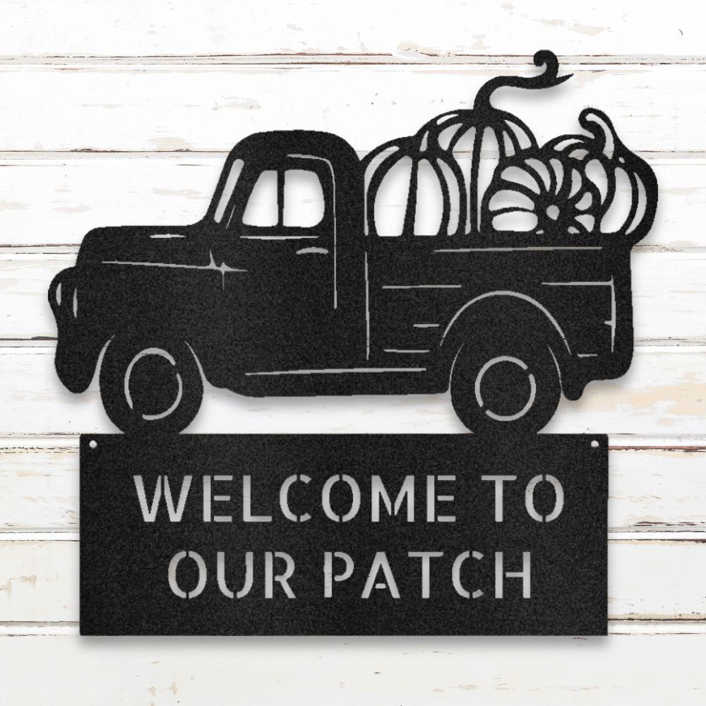 Pumpkin Patch Truck Metal Wall Art (Black) | Shop Custom Metal SIgns & Wall Decor | Sovereign Metalworks