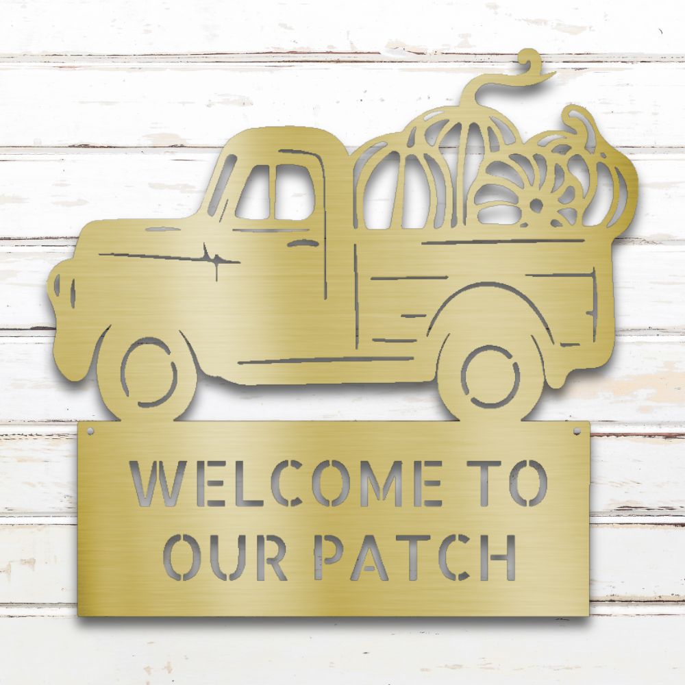 Pumpkin Patch Truck Metal Wall Art (Gold) | Shop Custom Metal SIgns & Wall Decor | Sovereign Metalworks