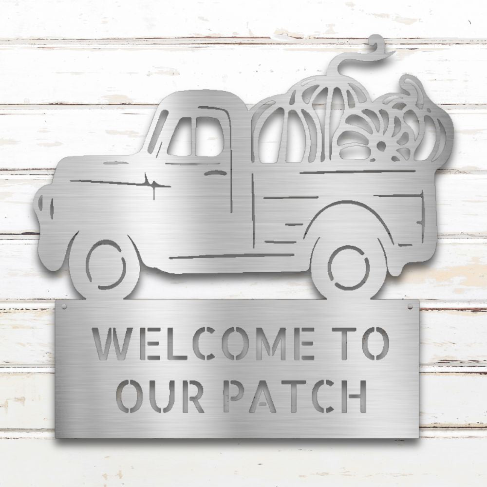 Pumpkin Patch Truck Metal Wall Art (Silver) | Shop Custom Metal SIgns & Wall Decor | Sovereign Metalworks