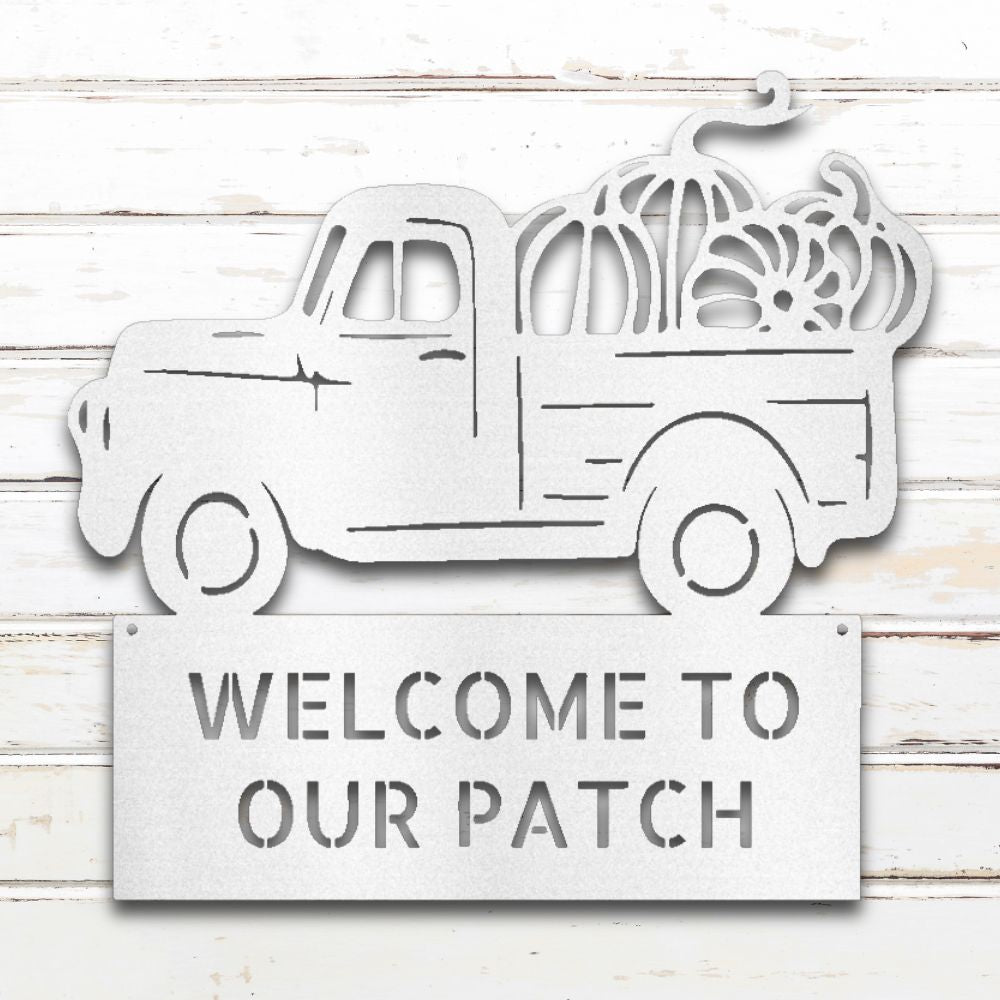 Pumpkin Patch Truck Metal Wall Art (White) | Shop Custom Metal SIgns & Wall Decor | Sovereign Metalworks